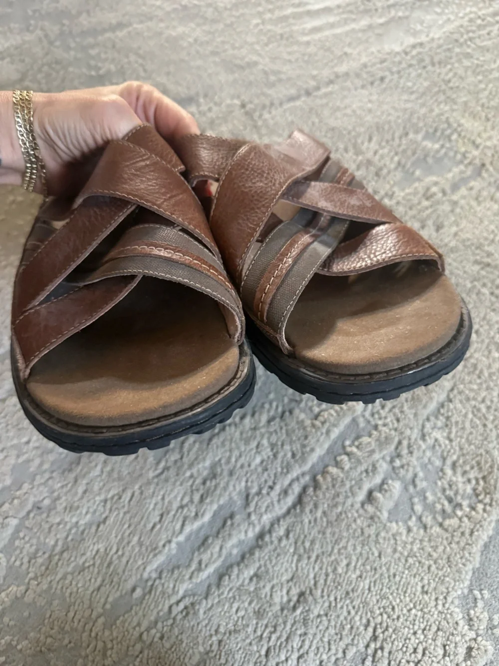 Abeo Brant Brown Leather Sandals straps slip on slides  BM048 12